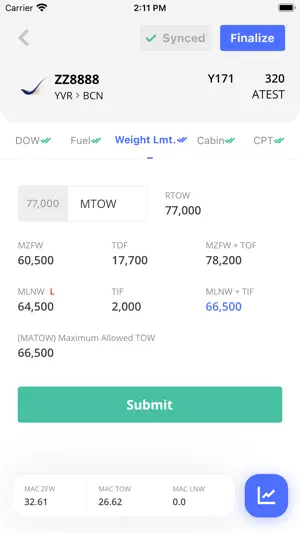 Abomis Weight and Balance