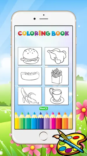 食品着色书为孩子 - 所有在1绘画免费打印页数