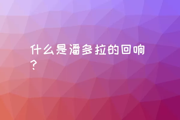 什么是潘多拉的回响？