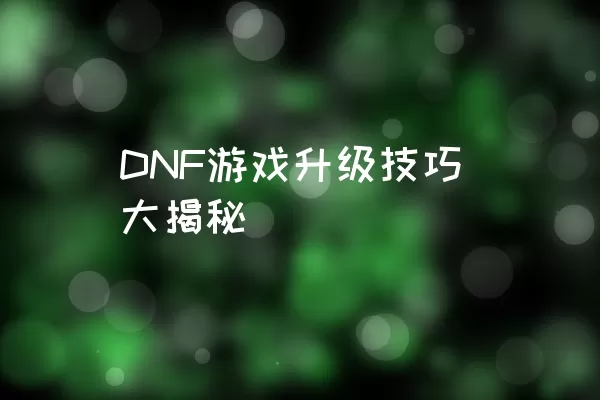 DNF游戏升级技巧大揭秘