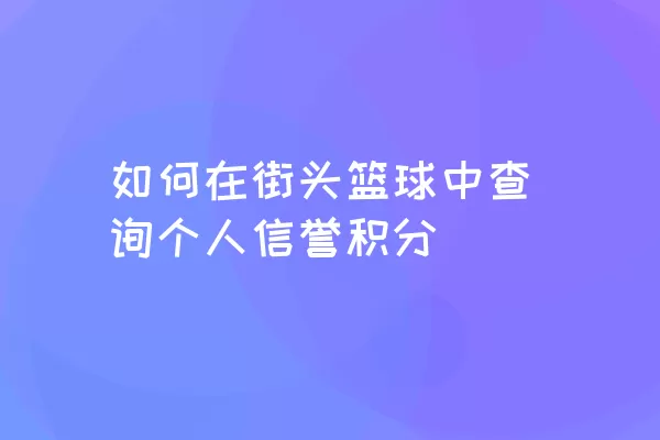 如何在街头篮球中查询个人信誉积分