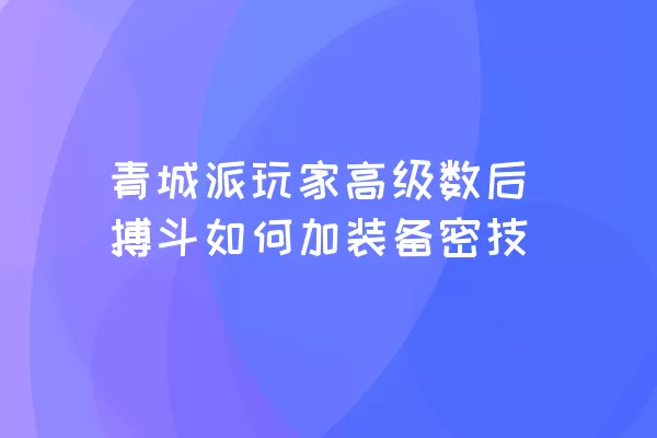 青城派玩家高级数后搏斗如何加装备密技