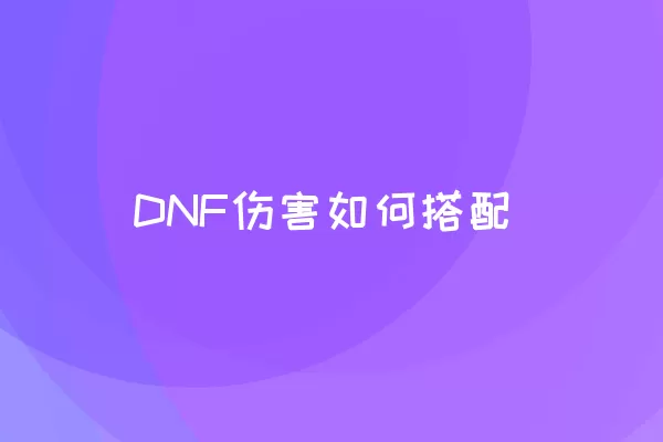 DNF伤害如何搭配